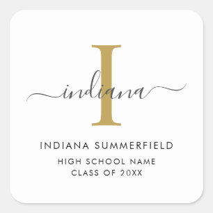 Sticker Carré Diplôme 2026 Monogramme Script Grad