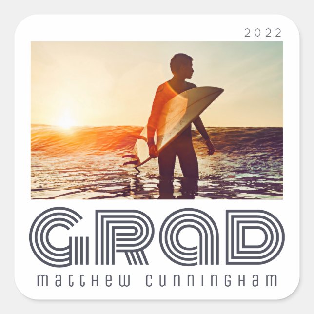 Sticker Carré Diplômé 20XX Rétro Cool Simple Année de fin d'étud (Devant)