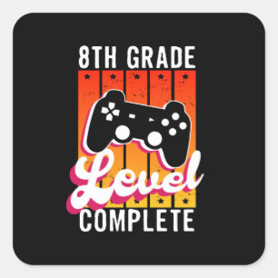 Sticker Carré Diplôme de 8e année de gamer