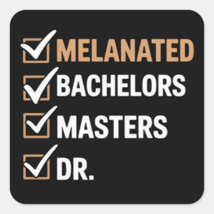Sticker Carré Diplômé de doctorat mélanisé diplômé PhD EDD Licen