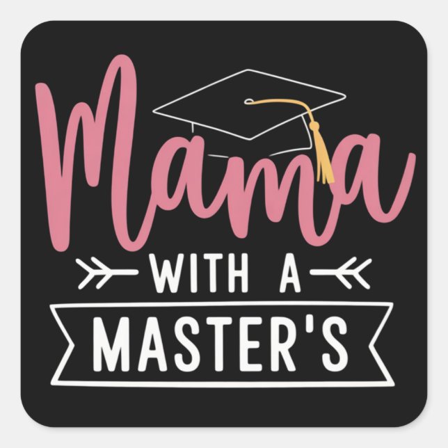 Sticker Carré Diplôme de Master Mama MBA Diplômée de Master (Devant)