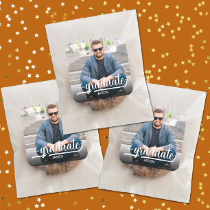 Sticker Carré Diplômé du script en gras de photo