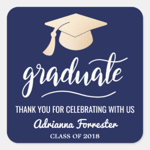 Sticker Carré Diplômé manuscrit  Casquette  Merci Navy Blue