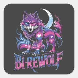 Sticker Carré Dire Wolf Birewolf Bisexual LGBT