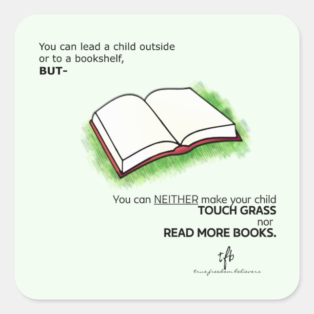 Sticker Carré Diriger un enfant à l'extérieur ou vers une biblio (Devant)