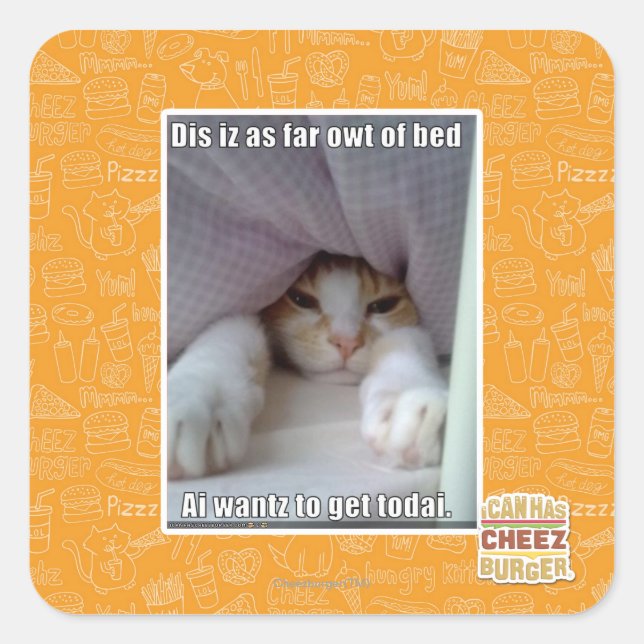 Sticker Carré Dis iz aussi loin que le coude du lit.. (Devant)