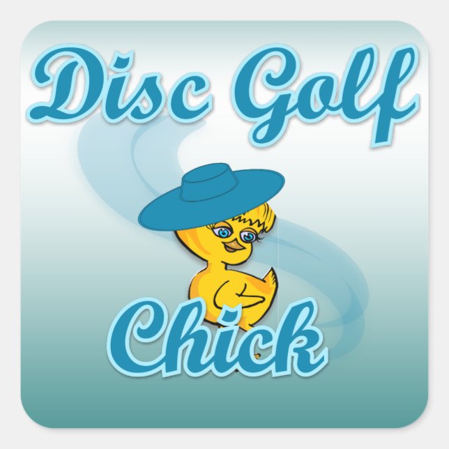 Sticker Carré Disc Golf Chick #3 (Devant)