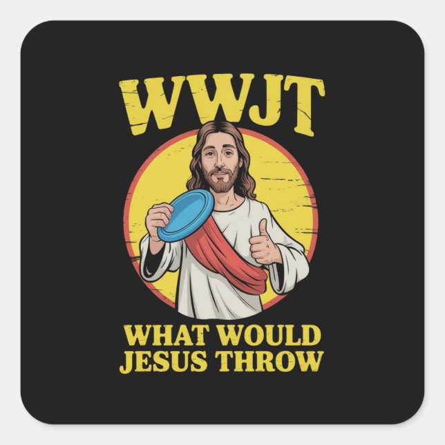 Sticker Carré Disc Golf Wwjt Que Jettera Jésus Frisbee  (Devant)