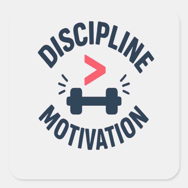 Sticker Carré DIscipline Greater than Motivation- Gym Fitness  (Devant)