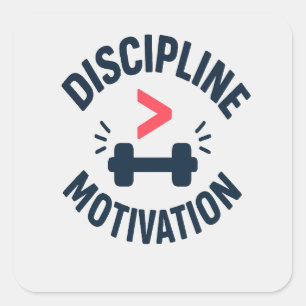 Sticker Carré Discipline supérieure à la motivation - Gym Fitnes