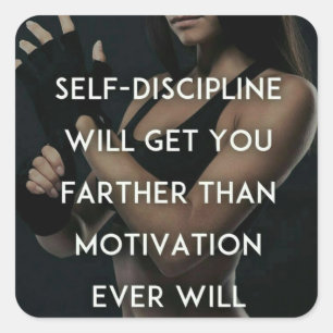 Sticker Carré Discipline vs Motivation - Inspiration de gym pour