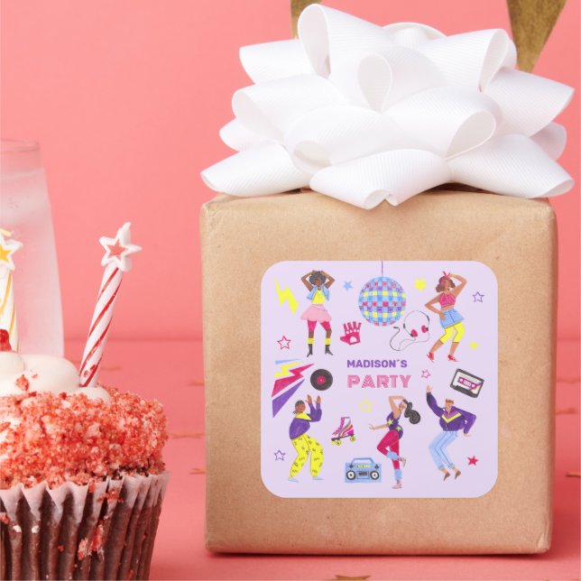 Sticker Carré Discoball Disco Party Retro 80s super (Fête)