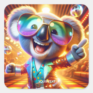 Sticker Carré Discothèque dansante Imaginaire Cute Koala