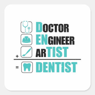 Sticker Carré Discours de dentiste  Idées-cadeaux de profession 