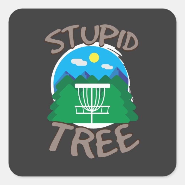 Sticker Carré Disk Golf - Arbre Stupide (Devant)