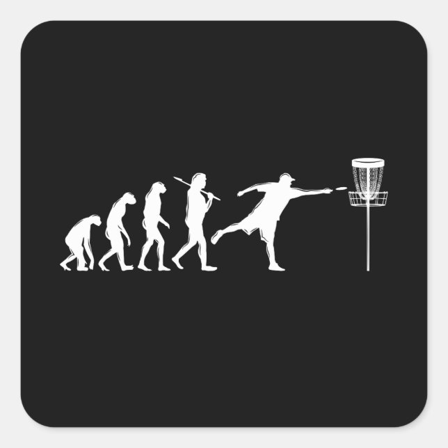 Sticker Carré Disk Golf Evolution Disk Golf Cadeaux (Devant)