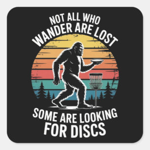 Sticker Carré Disque de golf drôle vintage Bigfoot golfeur père