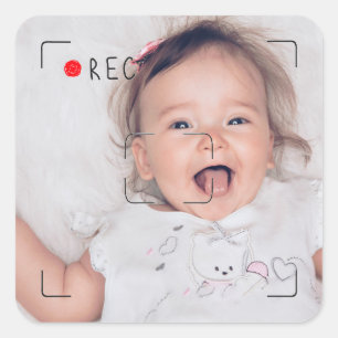 Sticker Carré Disque drôle point rouge photo personnalisée