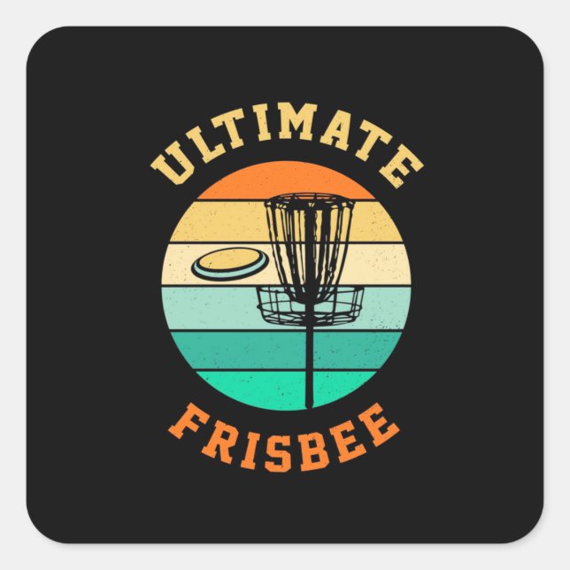 Sticker Carré Disque Golf Ultimate Frisbee (Devant)