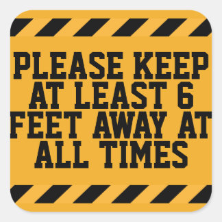 Sticker Carré Distances sociales de six pieds