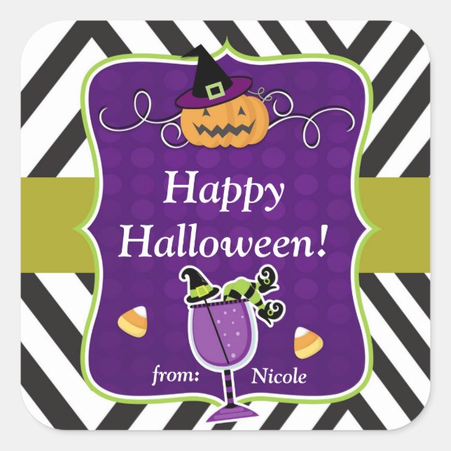 Sticker Carré Distributeurs de plaisir de fête d'Halloween fanta (Devant)