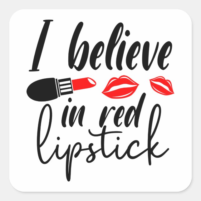 Sticker Carré Diva Red Lipstick Cosmetologie Artiste maquillage (Devant)