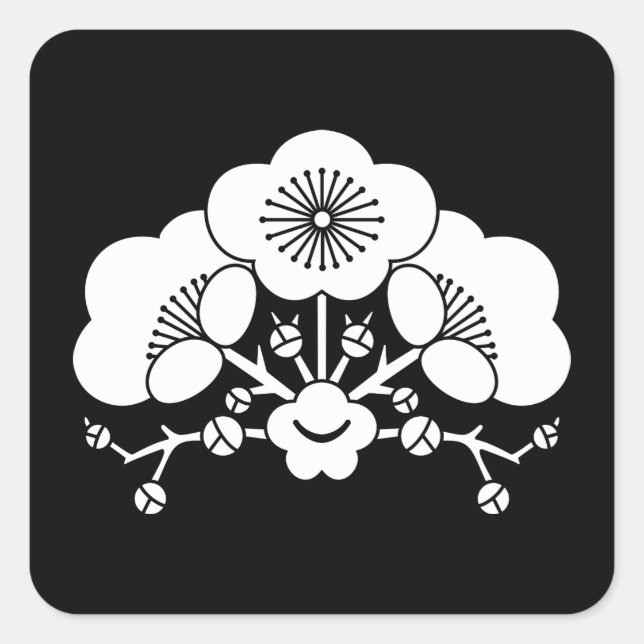 Sticker Carré Diverses fleurs de prunier (Devant)