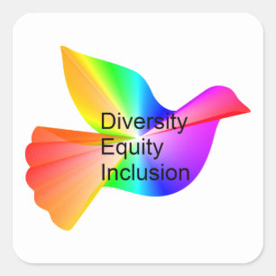 Sticker Carré Diversité Équité Inclusion avec la colombe de paix