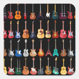 Sticker Carré Diversité Guitare Chemise Guitare Musique Lover Gu
