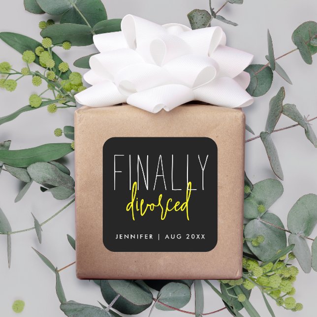 Sticker Carré Divorce Simple Cool Humour Séparation Enfin (Créateur téléchargé)