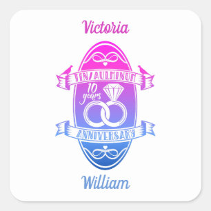 Sticker Carré Dixième 10e anniversaire de mariage TIN ALUMINIUM