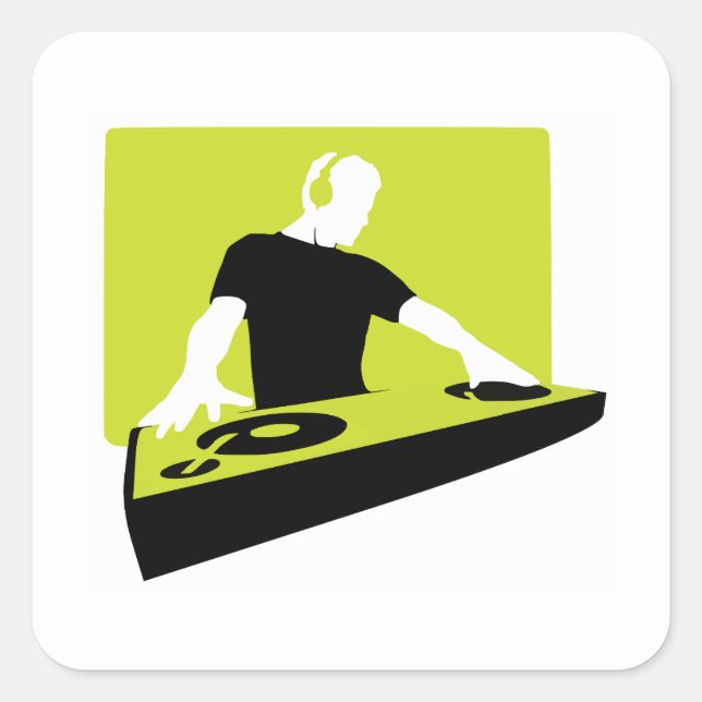 Sticker Carré dj-311764 dj disques jockey green black deck recor (Devant)