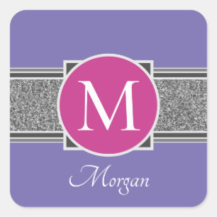 Sticker Carré do-it-yourself Monogramme & Nom, Parties scintilla