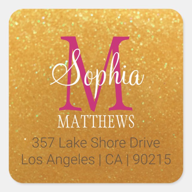 Sticker Carré do-it-yourself Nom & Monogramme, Parties scintilla (Devant)