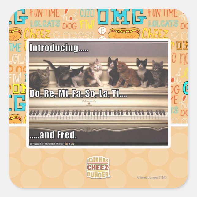 Sticker Carré Do, Re, Mi, Fa, Alors, La, Ti, Fred (Devant)