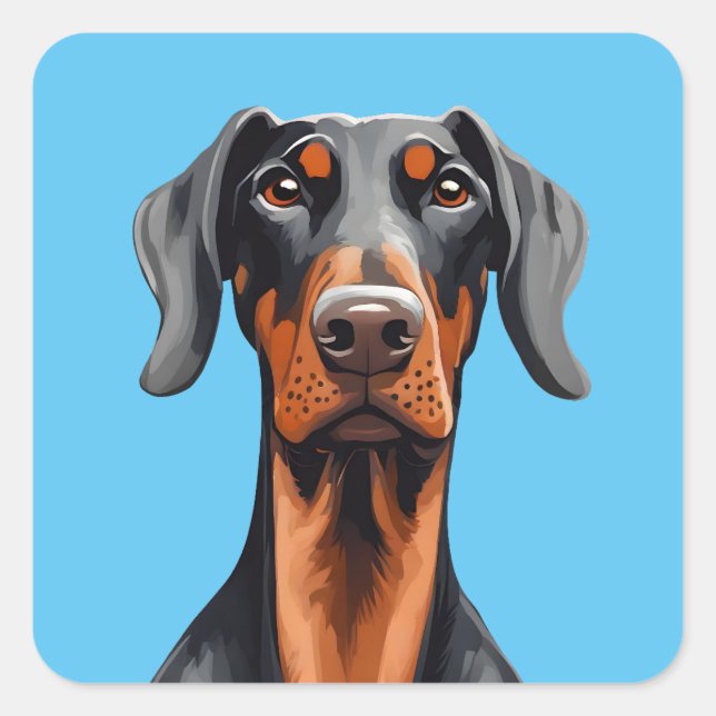 Sticker Carré Doberman (Devant)