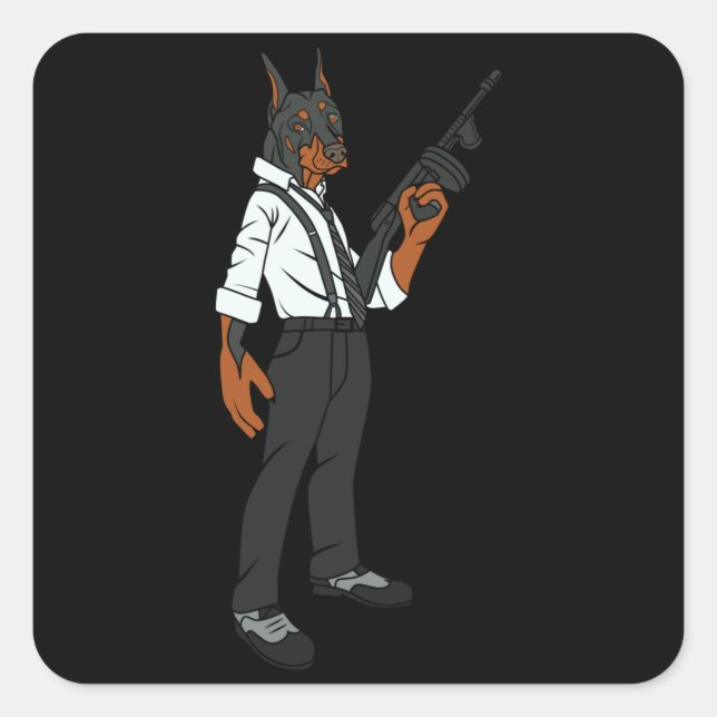 Sticker Carré Doberman drôle (Devant)