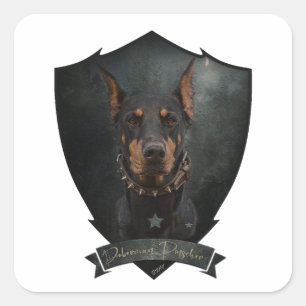 Sticker Carré Doberman Pinscher