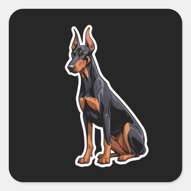 Sticker Carré Doberman Pinscher (Devant)