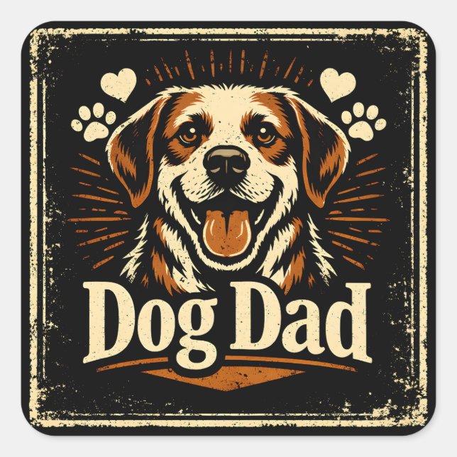 Sticker Carré Dog Dad – Proud Canine Father Love (Devant)