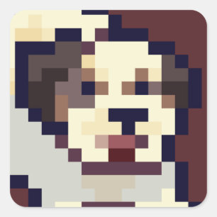 Sticker Carré Dog, puppy, Pixelart, Pixel Art