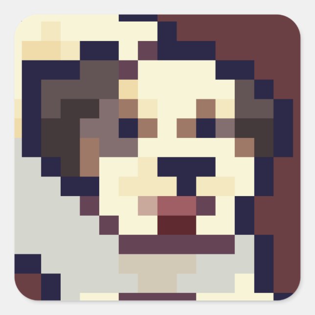 Sticker Carré Dog, puppy, Pixelart, Pixel Art (Devant)
