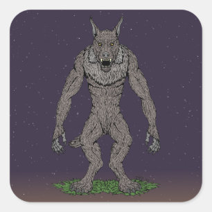 Sticker Carré Dogman Cryptid ou Werewolf