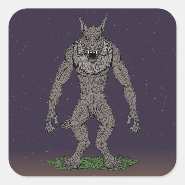 Sticker Carré Dogman Cryptid ou Werewolf (Devant)