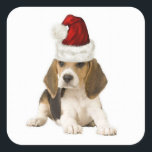 Sticker Carré Dogs~Original Ditzy Sticker~Beagle~Christmas<br><div class="desc">Dogs~Original Ditzy Sticker~Beagle~Christmas</div>
