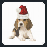 Sticker Carré Dogs~Original Ditzy Sticker~Beagle~Christmas<br><div class="desc">Dogs~Original Ditzy Sticker~Beagle~Christmas</div>