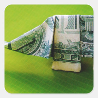 Sticker Carré Dollar facture origami éléphant sur arrière - plan