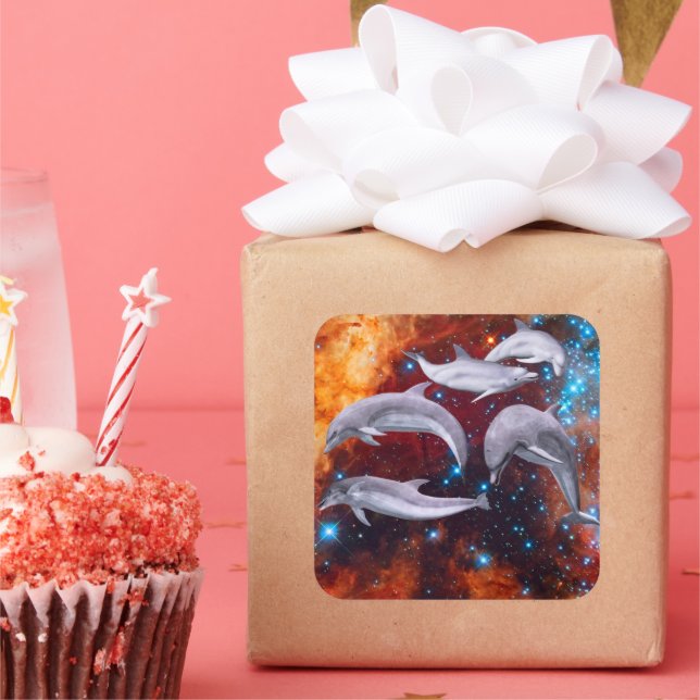 Sticker Carré Dolphins étoilés (Fête)