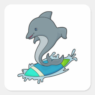 Sticker Carré Dolpin comme Surfer avec Surfer