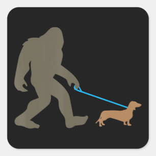 Sticker Carré Don de chien Bigfoot Walking Dachshund